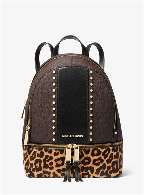 michael kors rhea leopard backpack|Michael Kors rhea colorblock backpack.